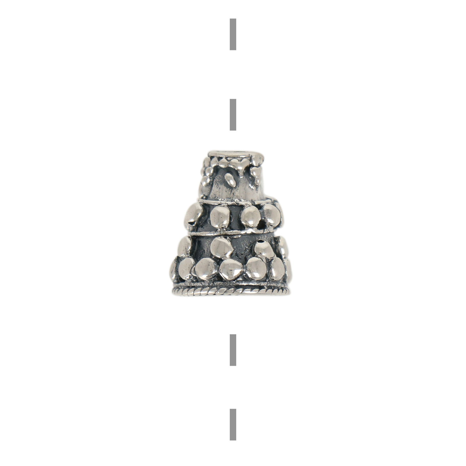 antique sterling silver decorated cone 13x10mm | 1pc