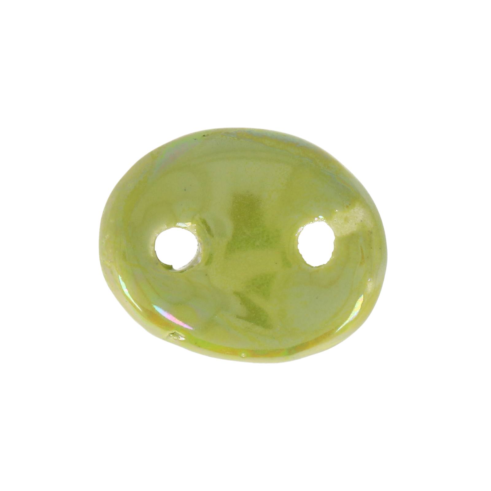 iris light green ceramic link oval twist 30x25mm | 1pc