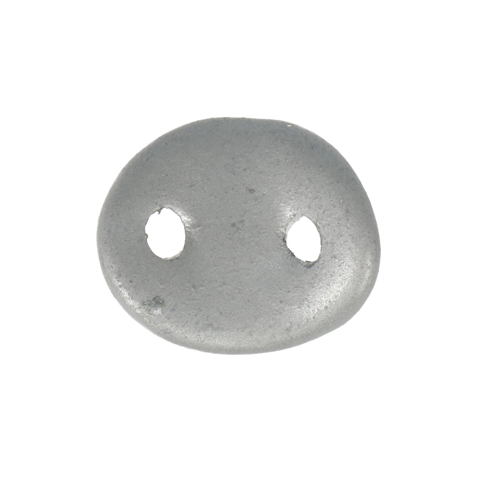 matte silver ceramic link oval twist 30x25mm | 1pc