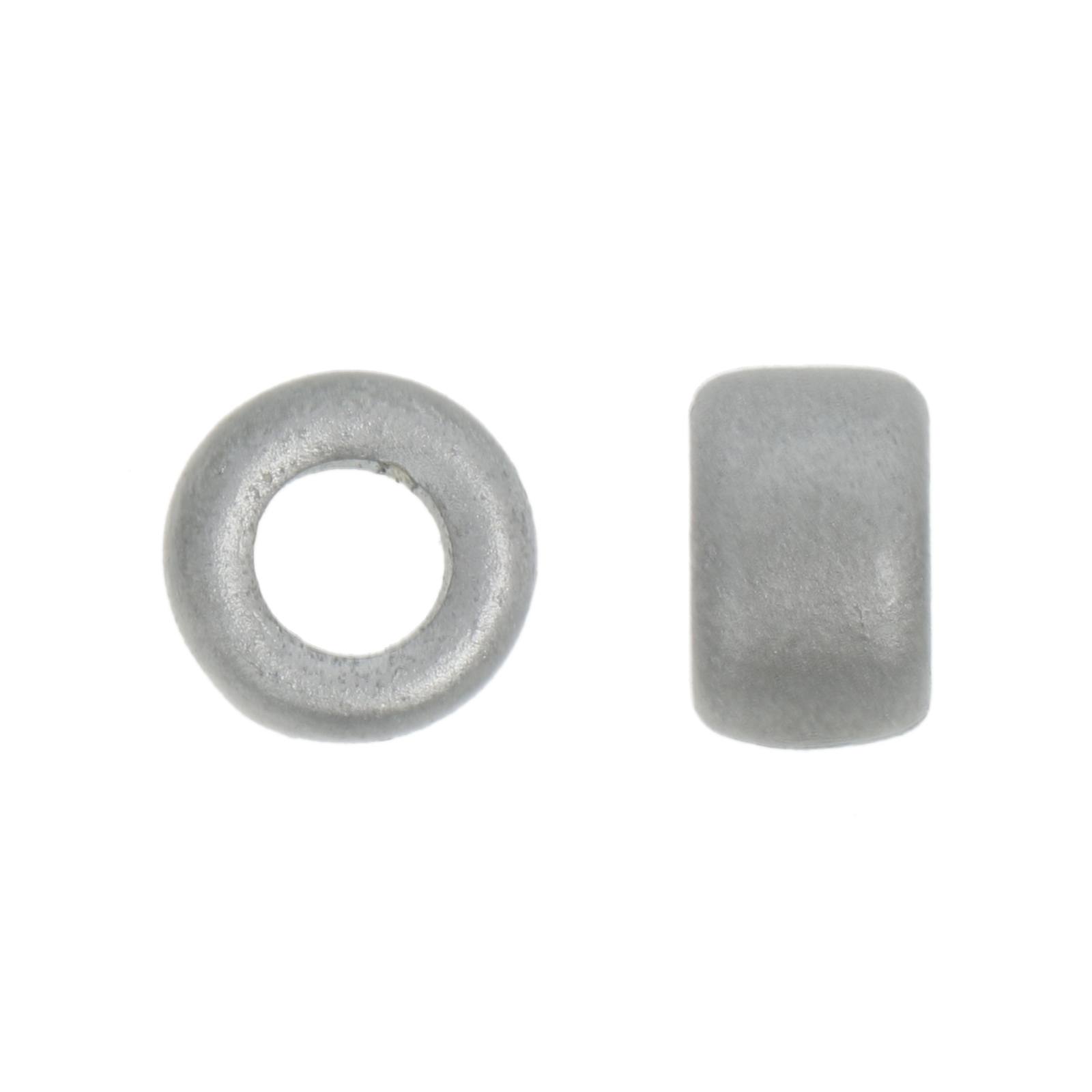 matte silver ceramic roundelles 15x9mm | 2pc