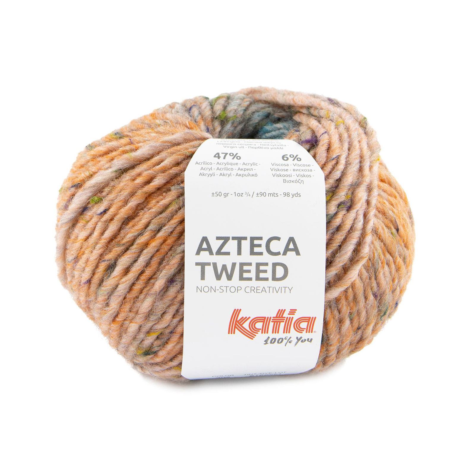 katia azteca tweed - rosa/orange/teal (302) - 50gr (90mt) | 1st