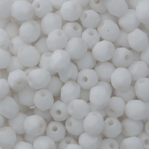 czech fire-polished round beads opaque white 4mm | 50pc