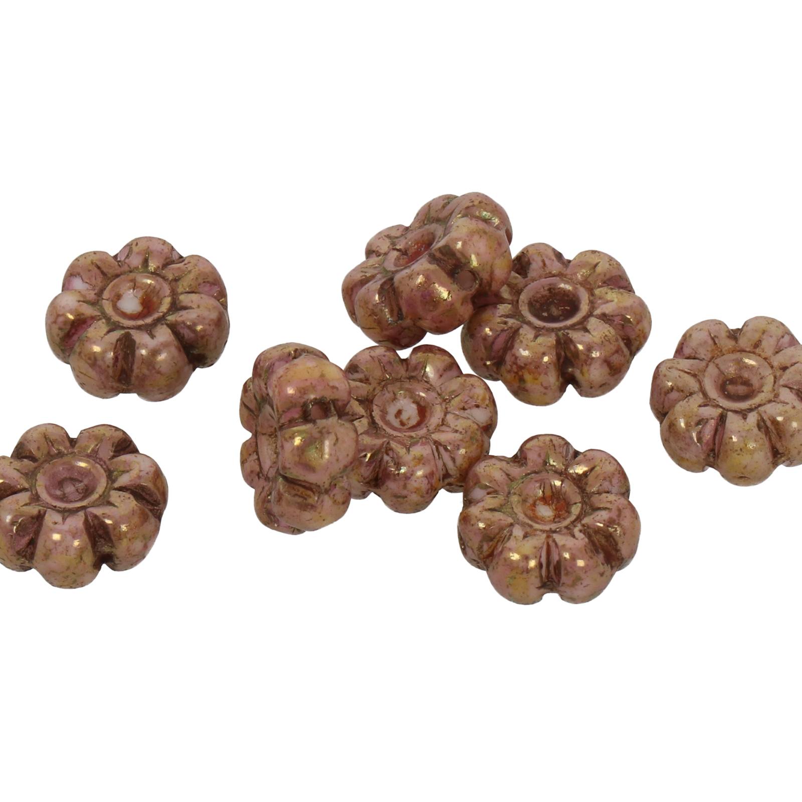 daisy bead opaque luster rose gold 10mm | 20pc