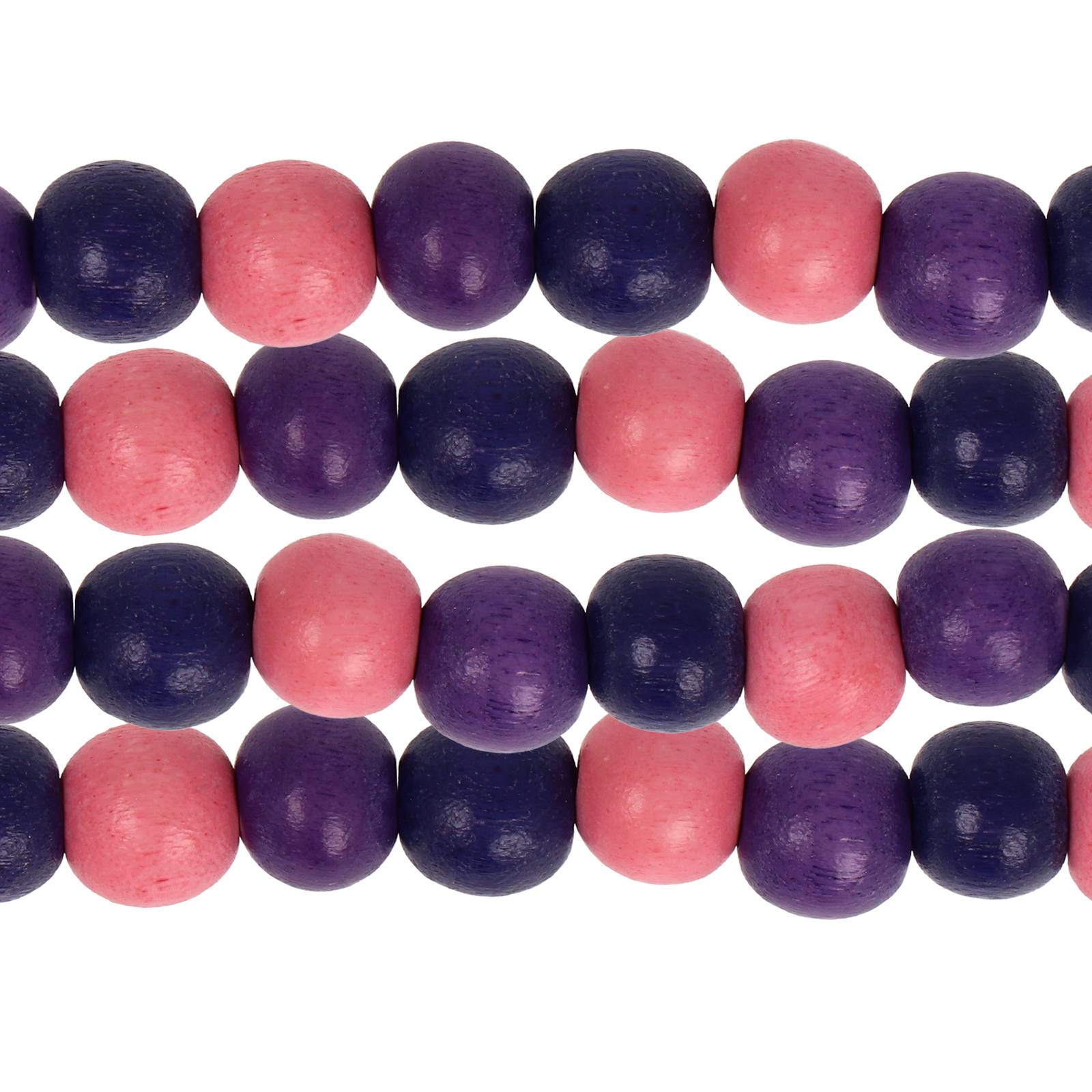 dyed wood beads - cyclamen mix round 8mm | 16-inch strand