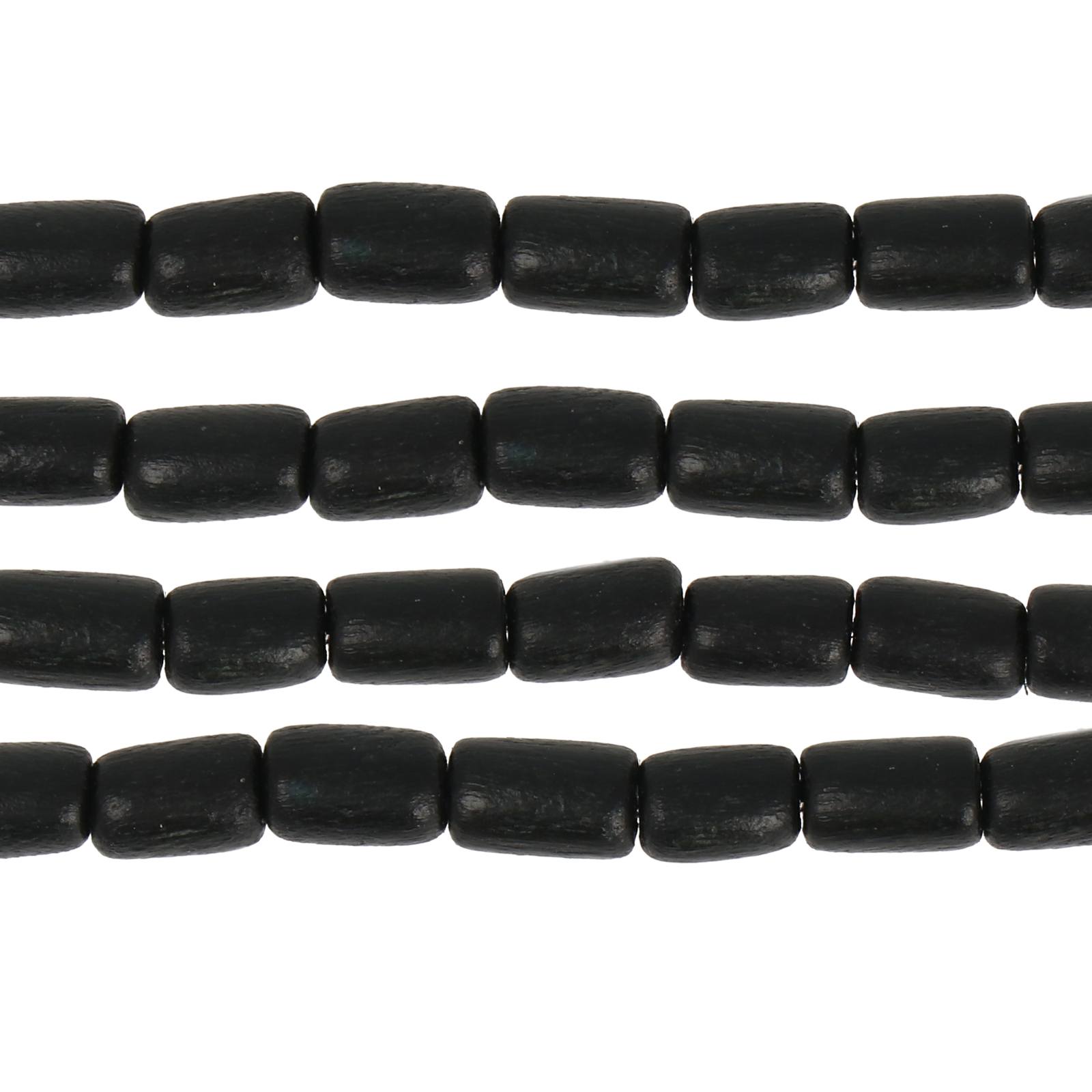 dyed wood beads - black tube 8x5mm | 16-inch strand