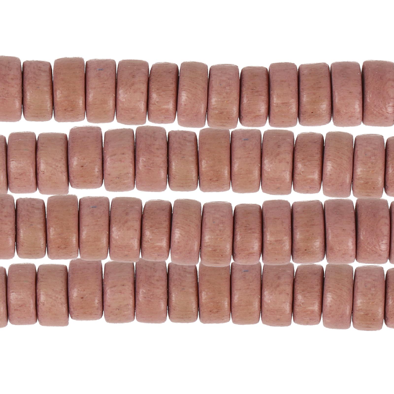 dyed wood beads - vintage pink heishi 8x4mm | 16-inch strand