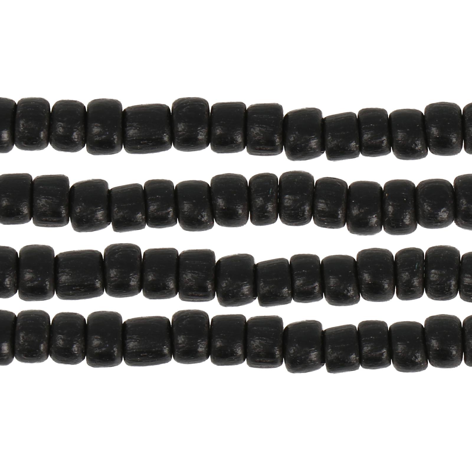 dyed wood beads - black heishi 5x4mm | 16-inch strand