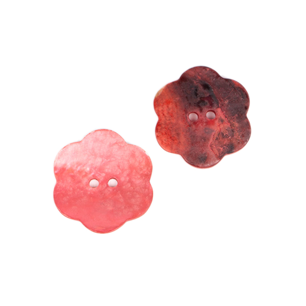 drops button - red mother of pearl 604 - flower 25mm | 2pc