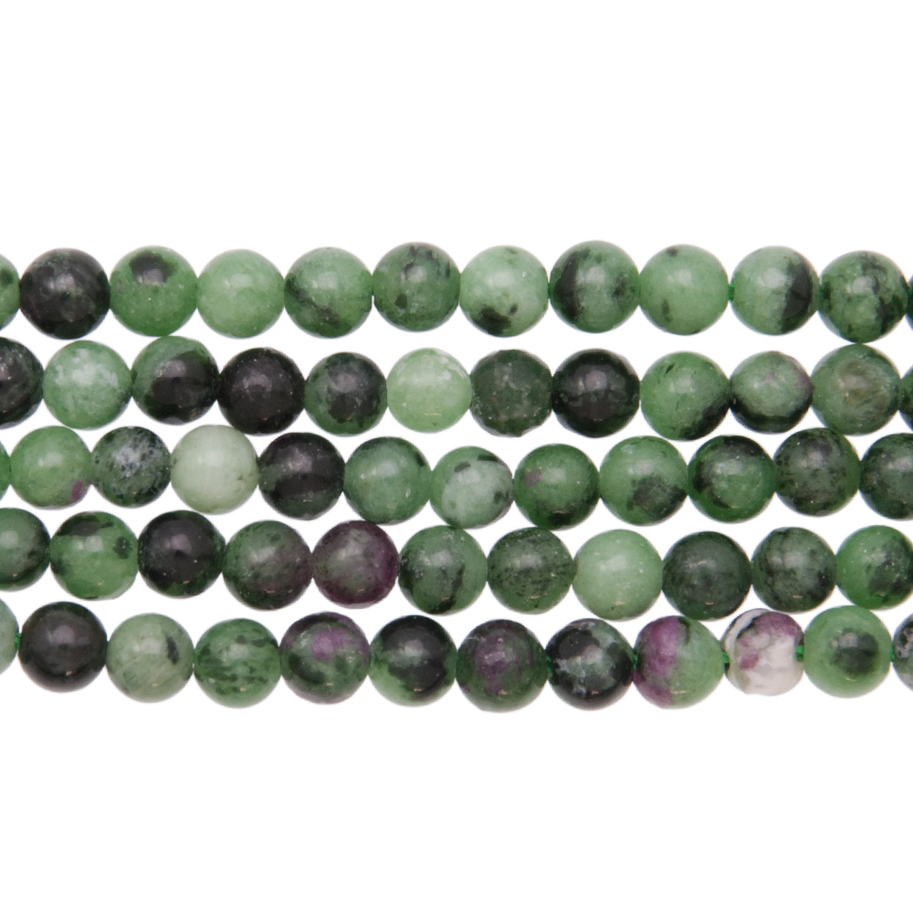 ruby zoisite smooth round 4mm | 16-inch strand