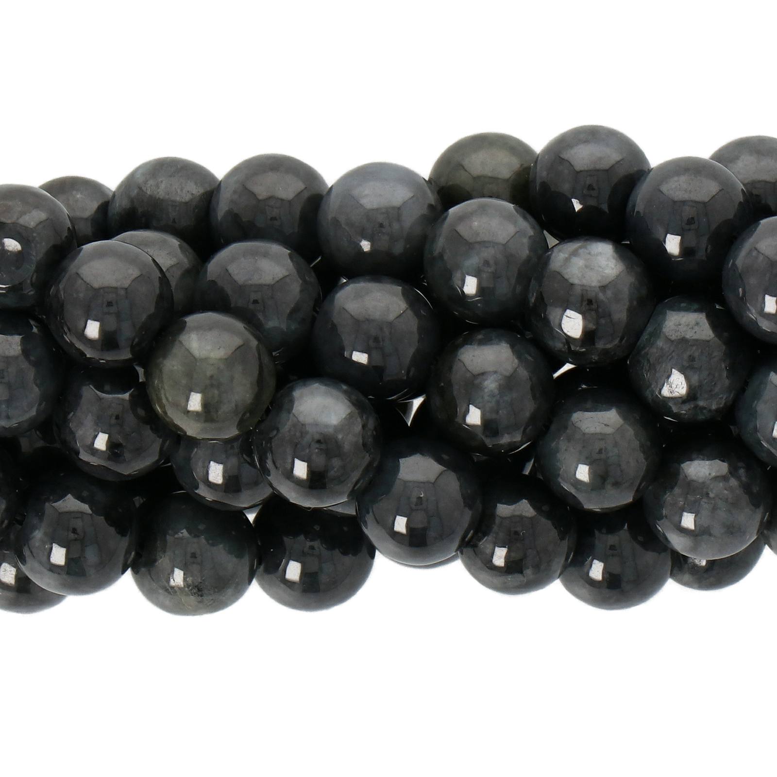 black burma jade smooth round 6mm | 15/16-inch strand