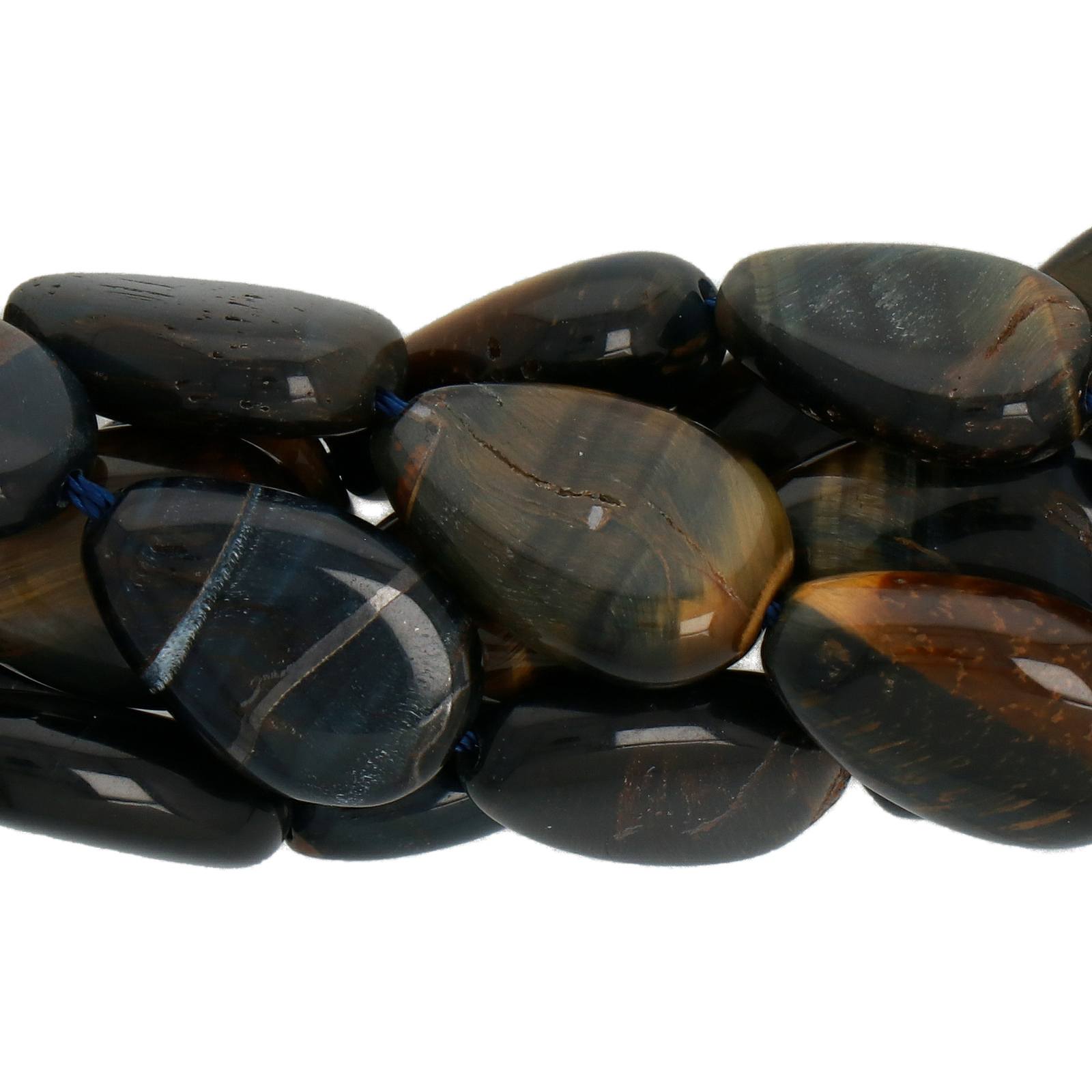 blue tiger eye smoooth drop 14x10mm | 15/16-inch strand