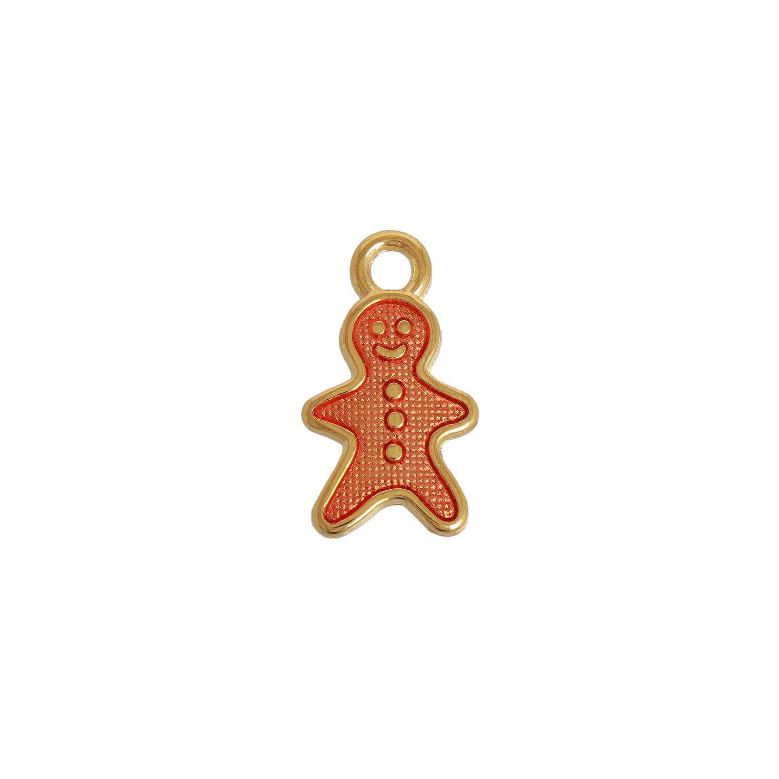 enameled gingerbread pendant 19x11mm | 1pc