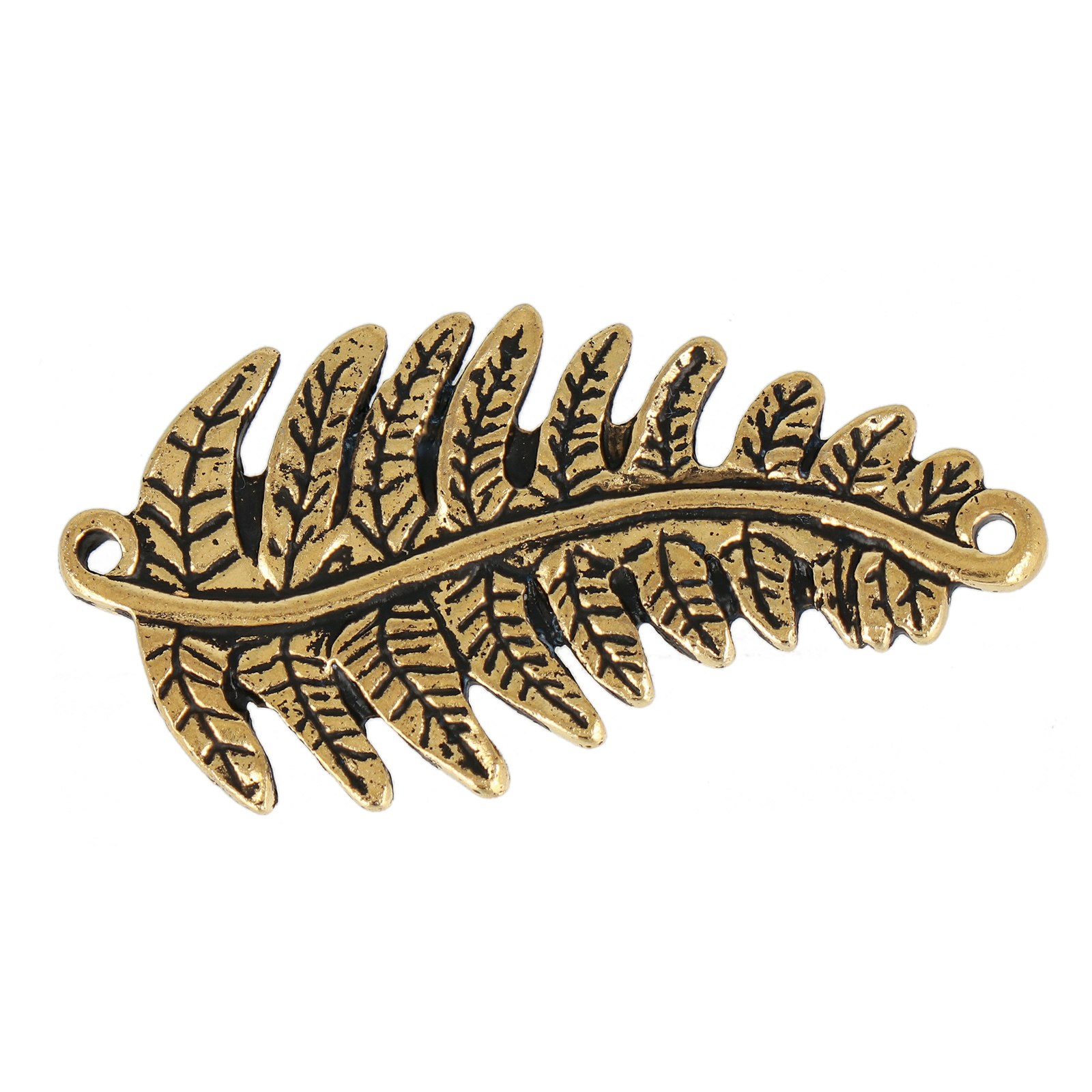 antique gold plated fern link 40x20mm | 1pc
