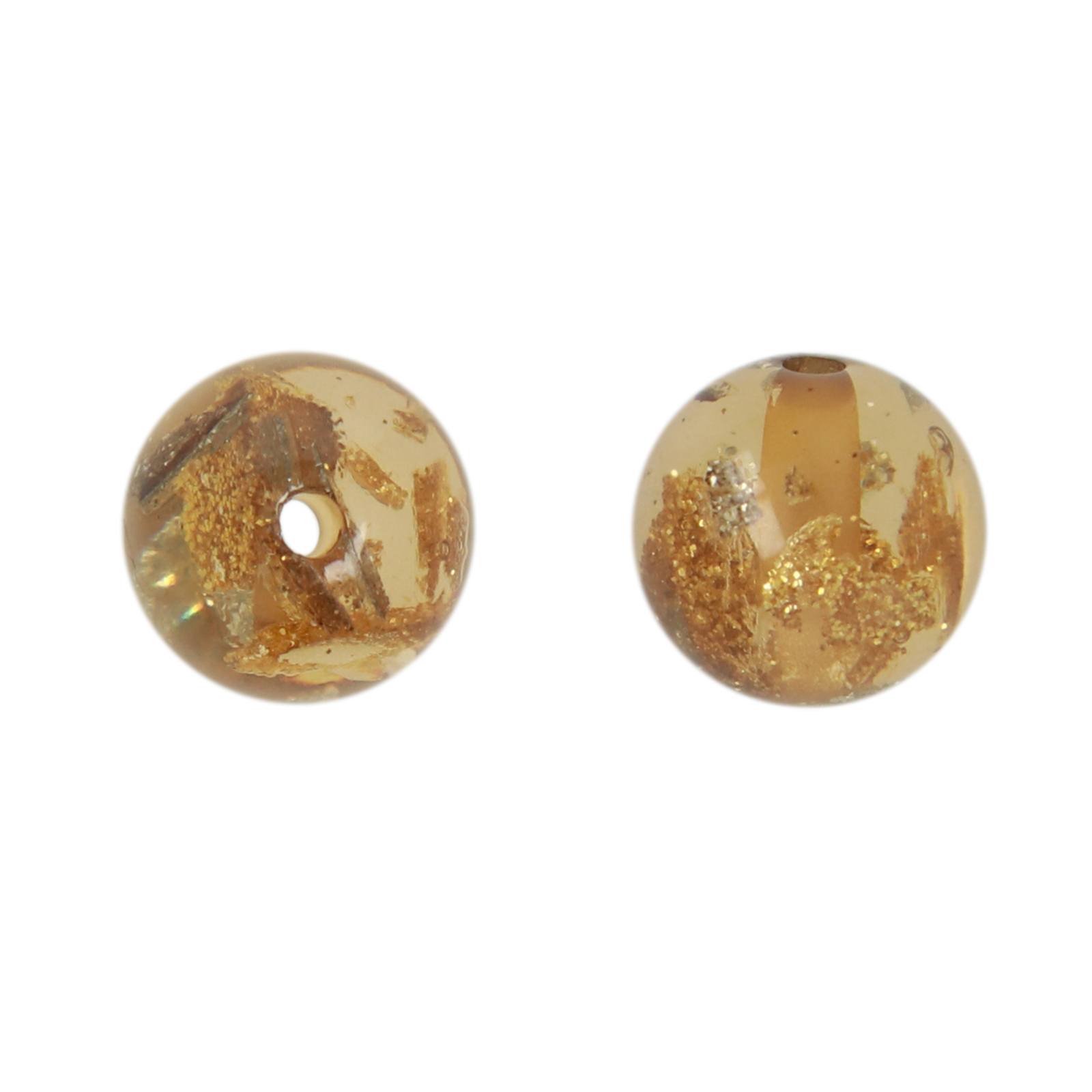 synthetische runde gold leaf - braun - glatt 10mm | 12st