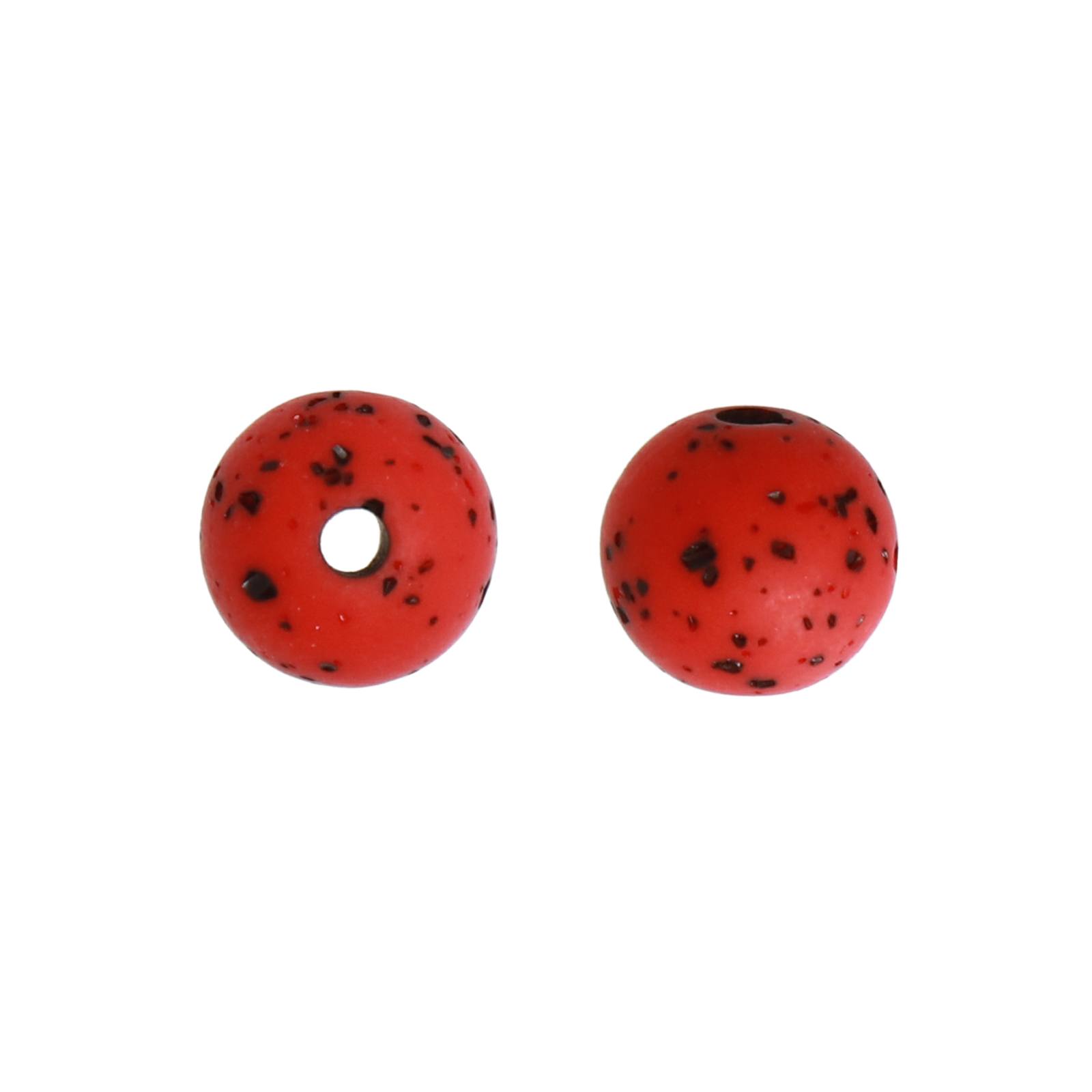 red terrazzo resin smooth round 8mm | 12pc