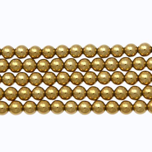 gold hematite smooth round 4mm | 15/16-inch strand