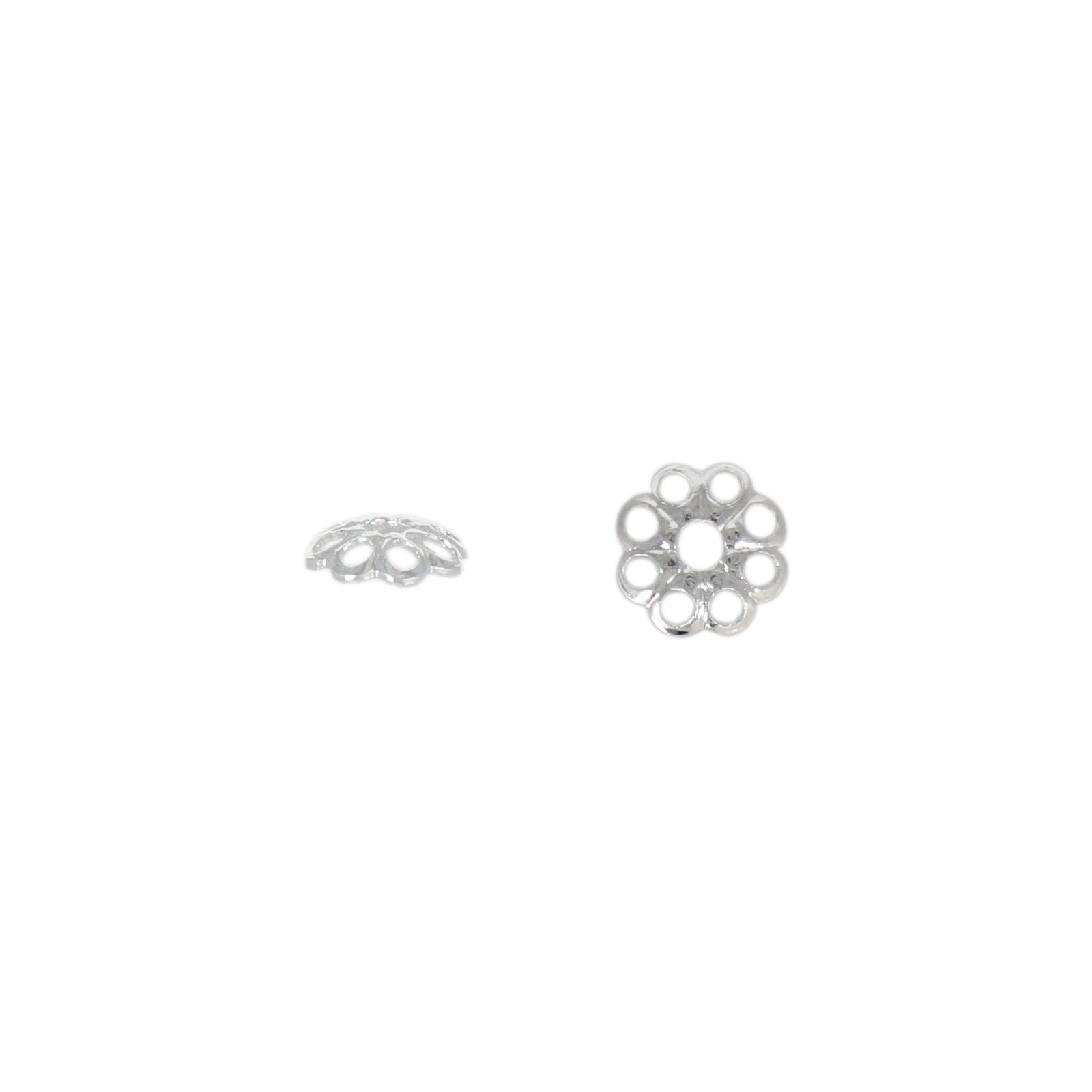 silver plated flower bead cap 4mm | 144pc