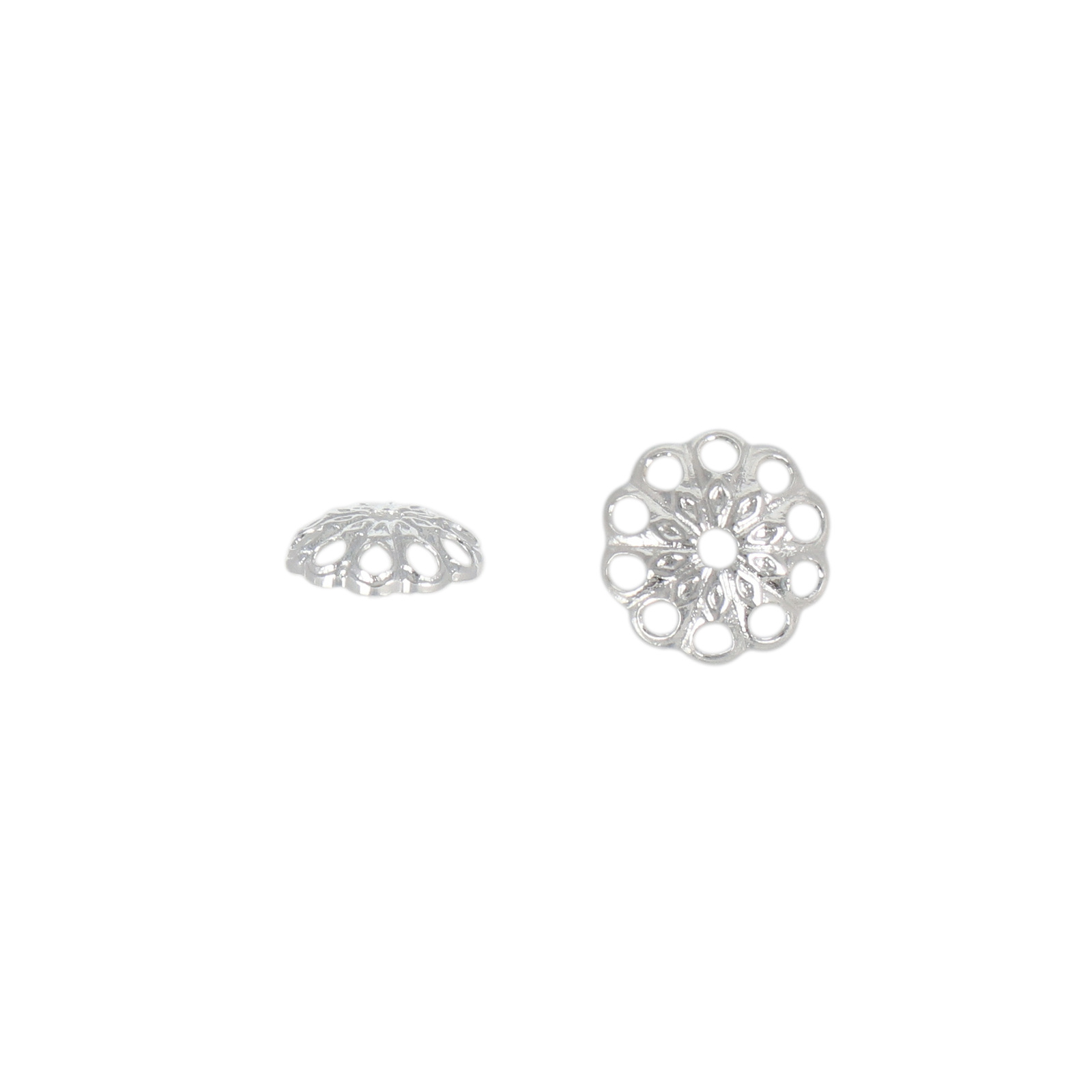 silver plated flower bead cap 6mm | 72pc