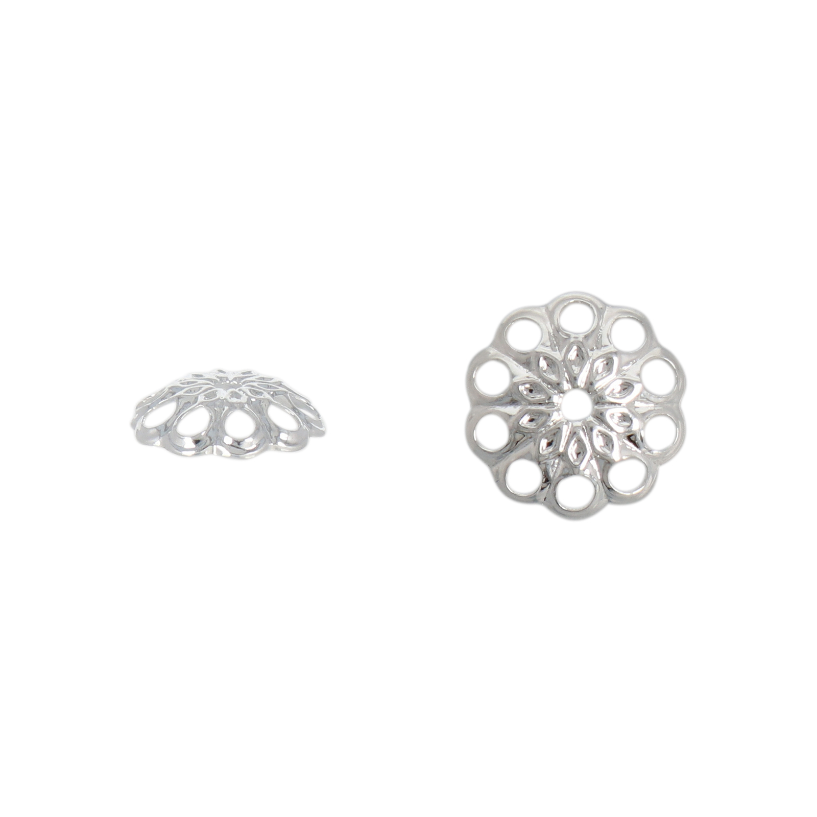 silver plated flower bead cap 8mm | 36pc