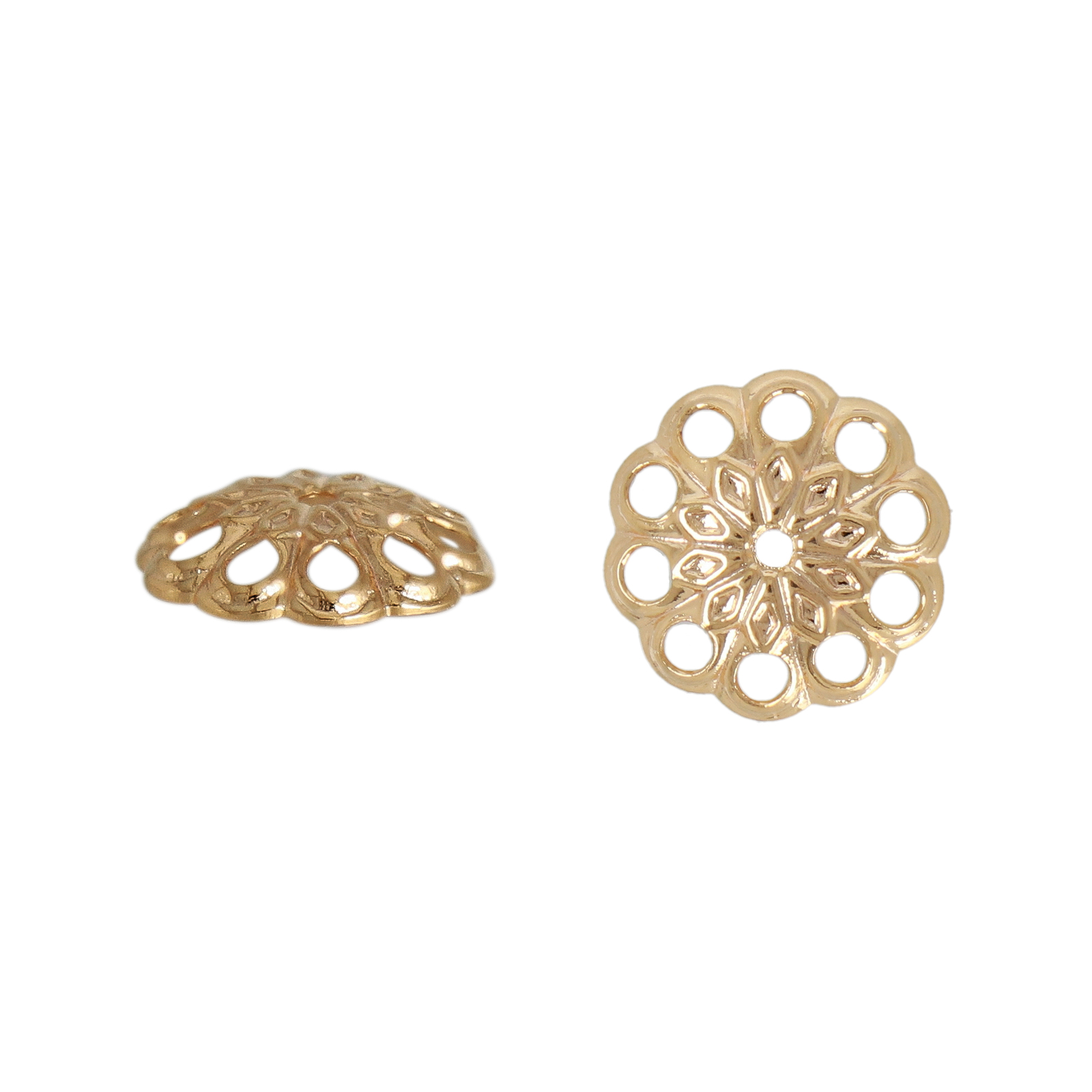 gold plated flower bead cap 10mm | 24pc