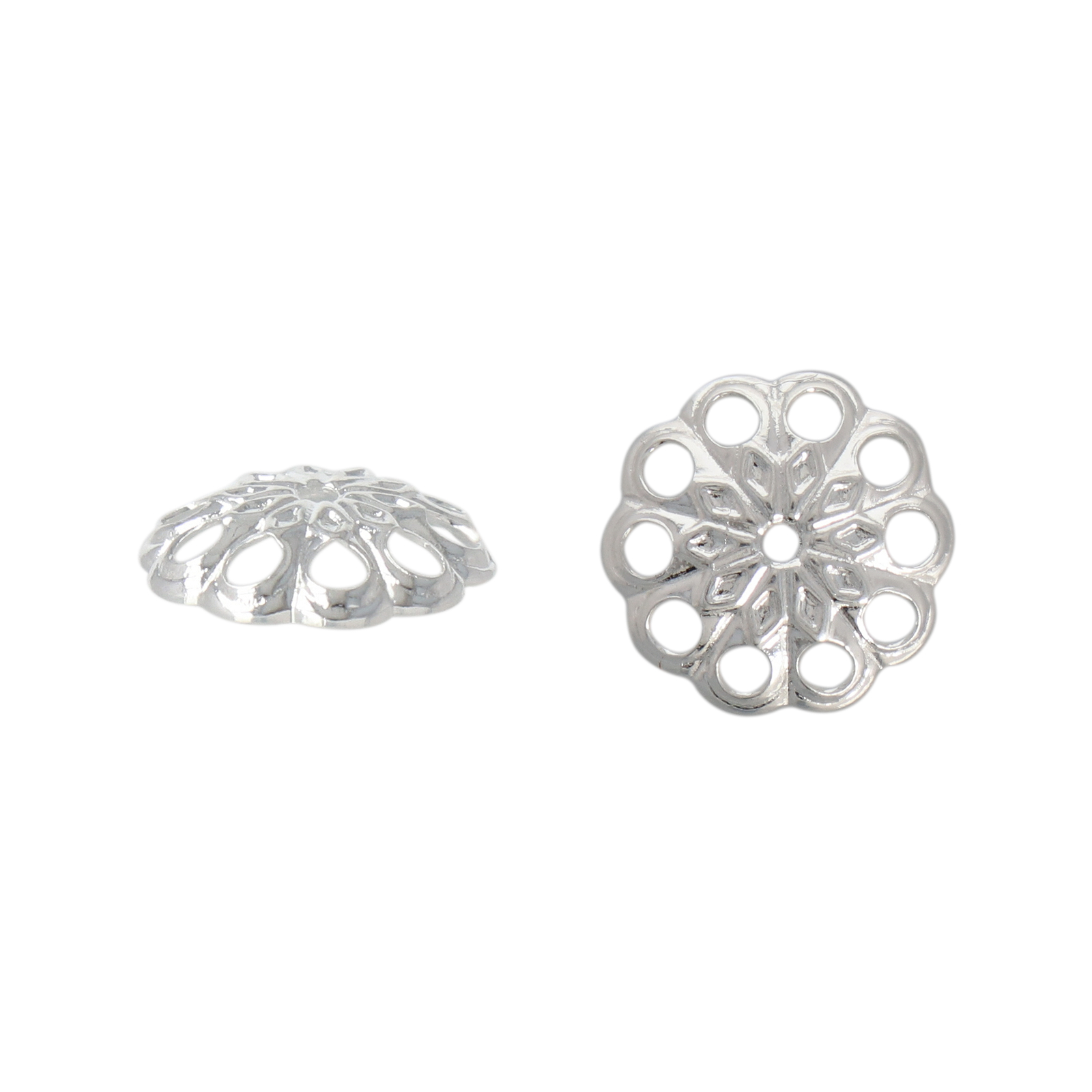 silver plated flower bead cap 10mm | 36pc