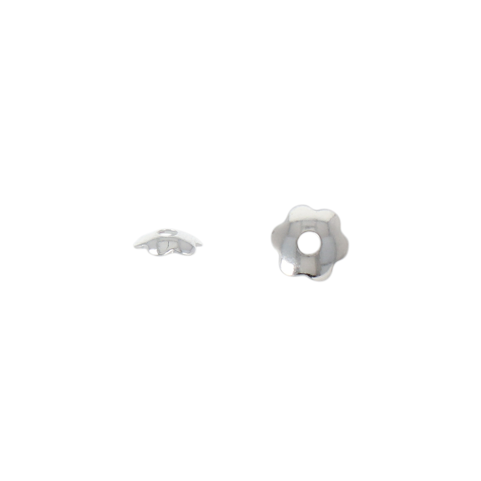 silver plated flower bead cap 4mm | 144pc