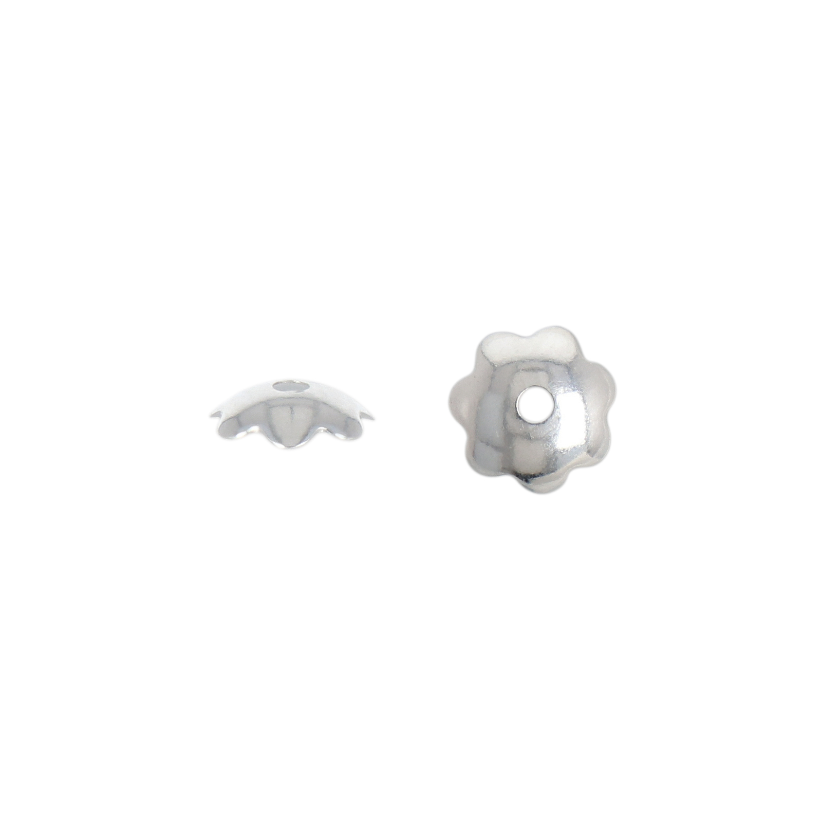 silver plated flower bead cap 6mm | 144pc
