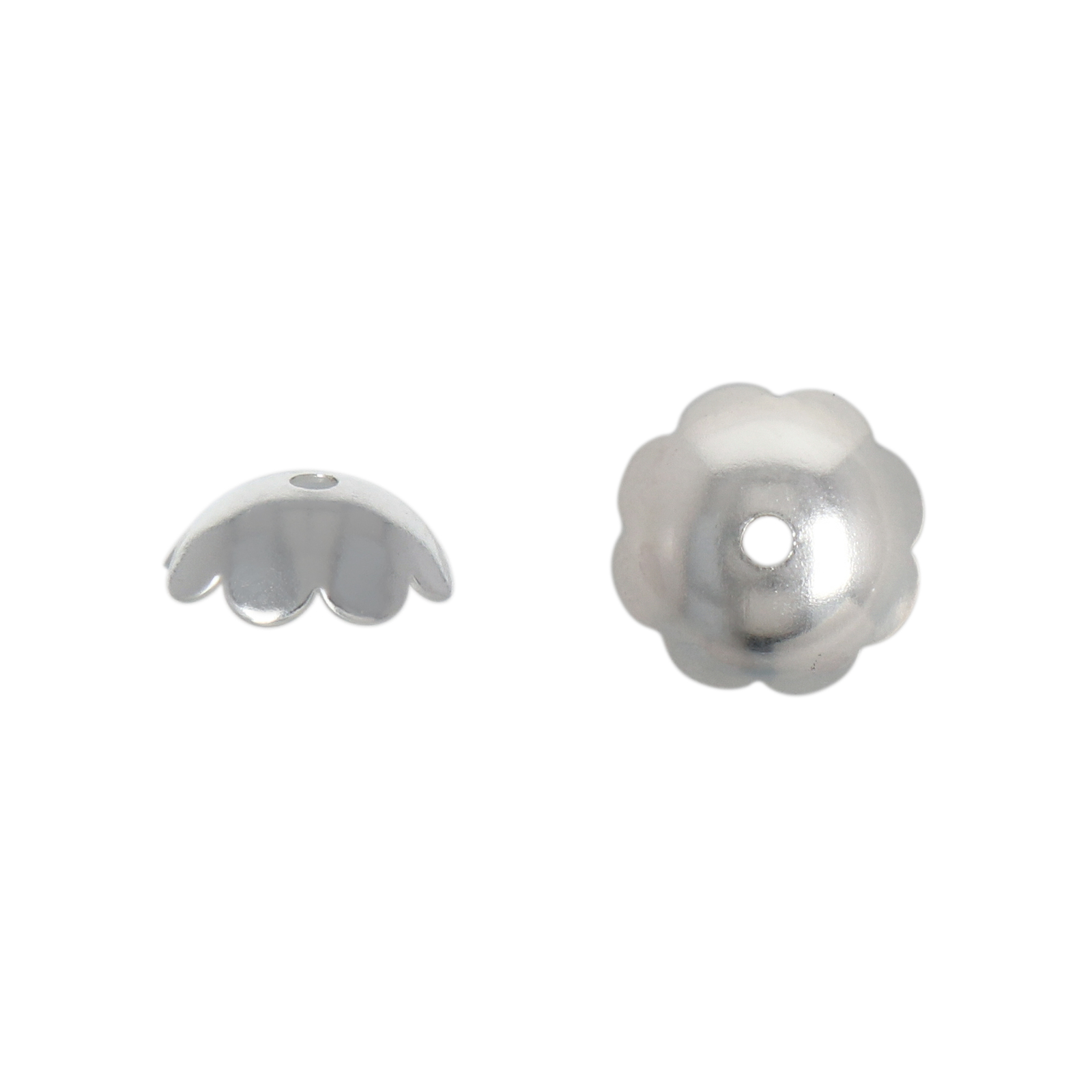 silver plated flower bead cap 8mm | 36pc