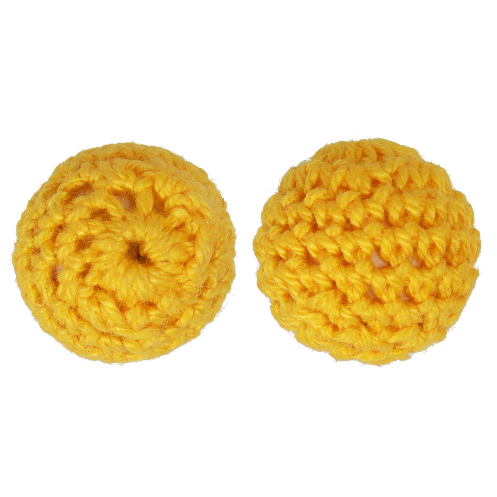 crochet wood beads - yellow - round 18mm | 4pc