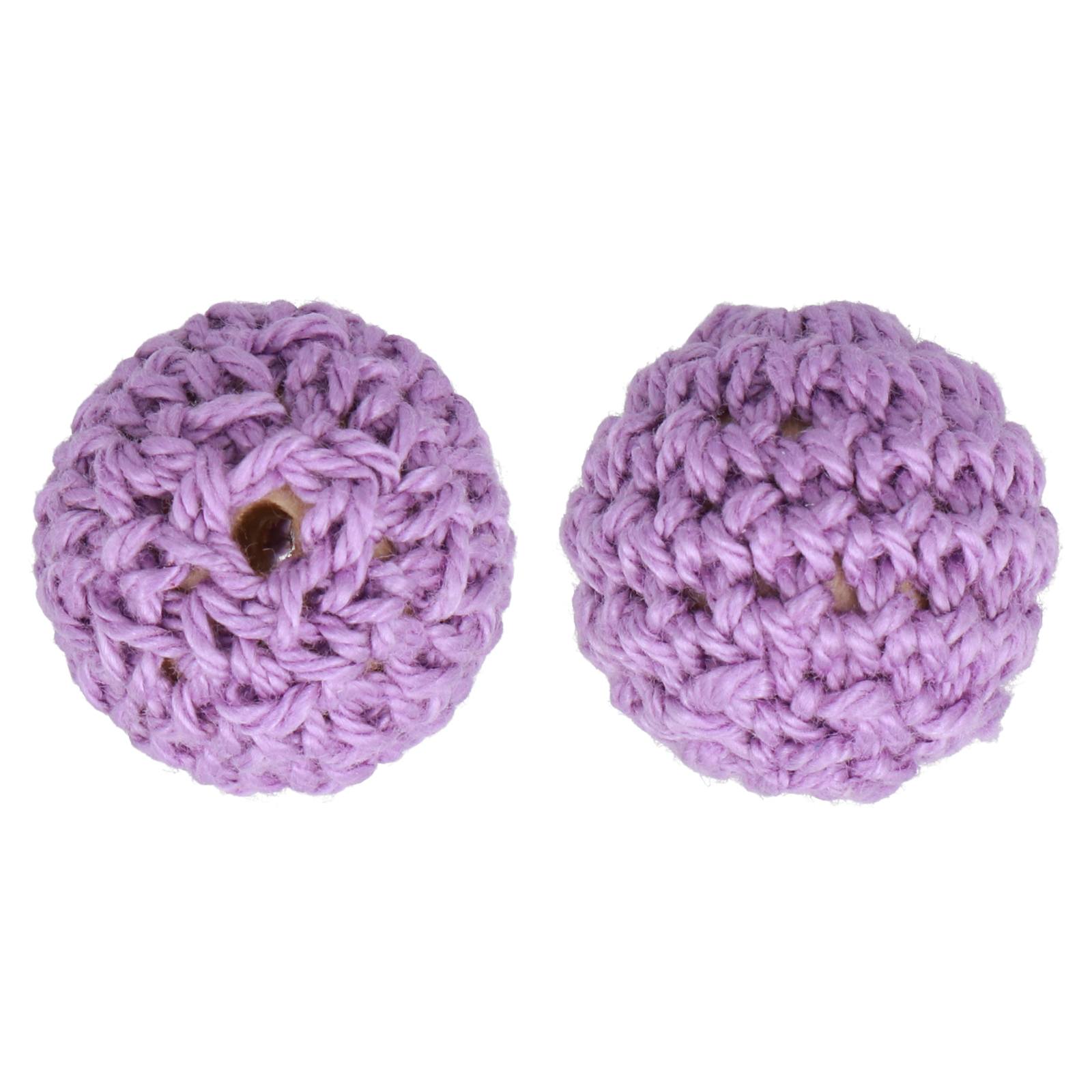 crochet wood beads - violet - round 18mm | 4pc
