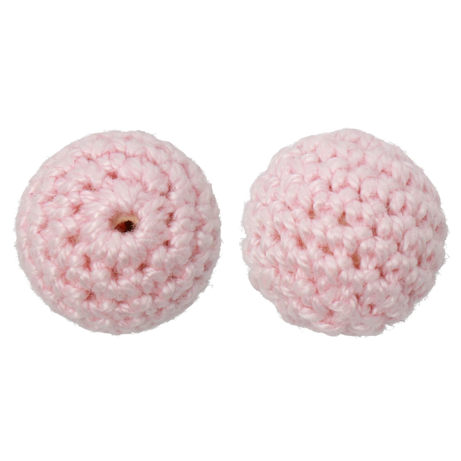 crochet wood beads - pink - round 18mm | 4pc