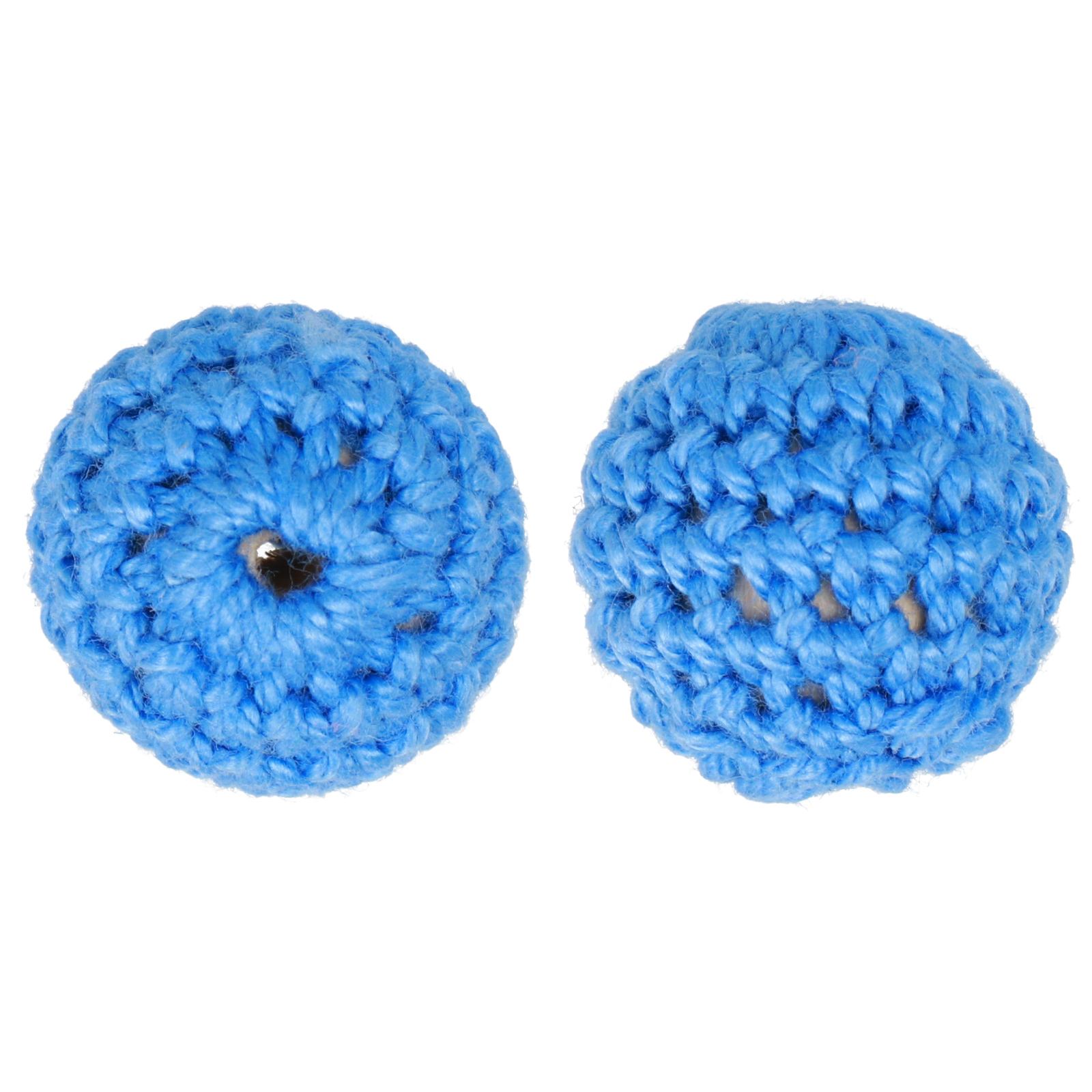 crochet wood beads - sky blue - round 18mm | 4pc