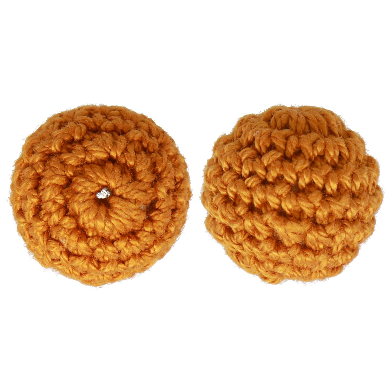 crochet wood beads - mustard - round 18mm | 4pc