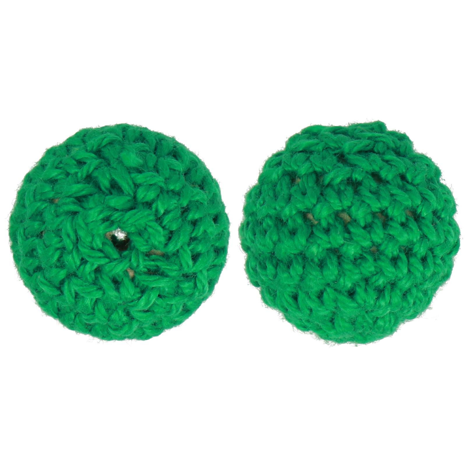 crochet wood beads - green - round 18mm | 4pc