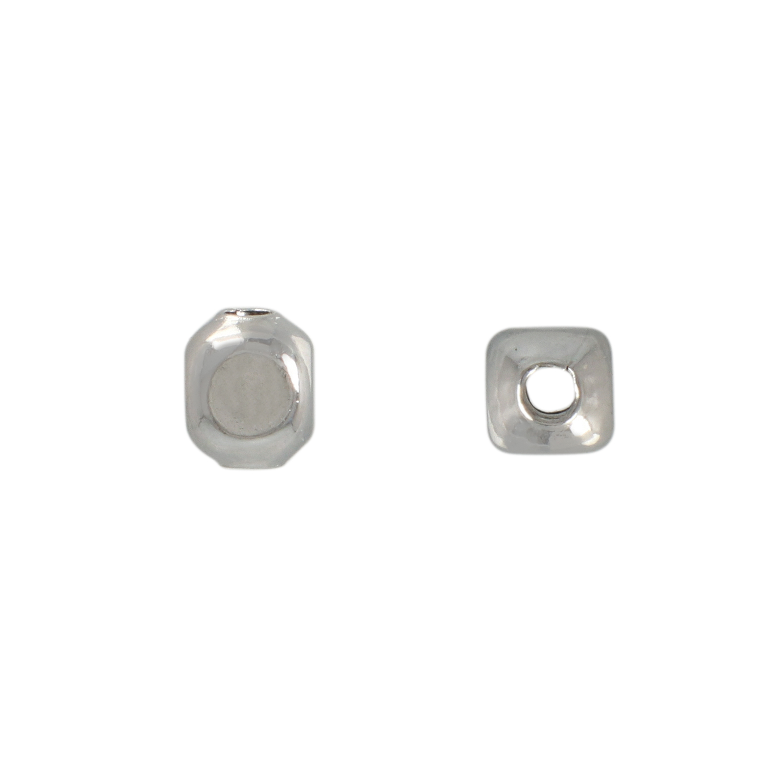 rhodium silver plated cube spacer bead 5mm | 72pc