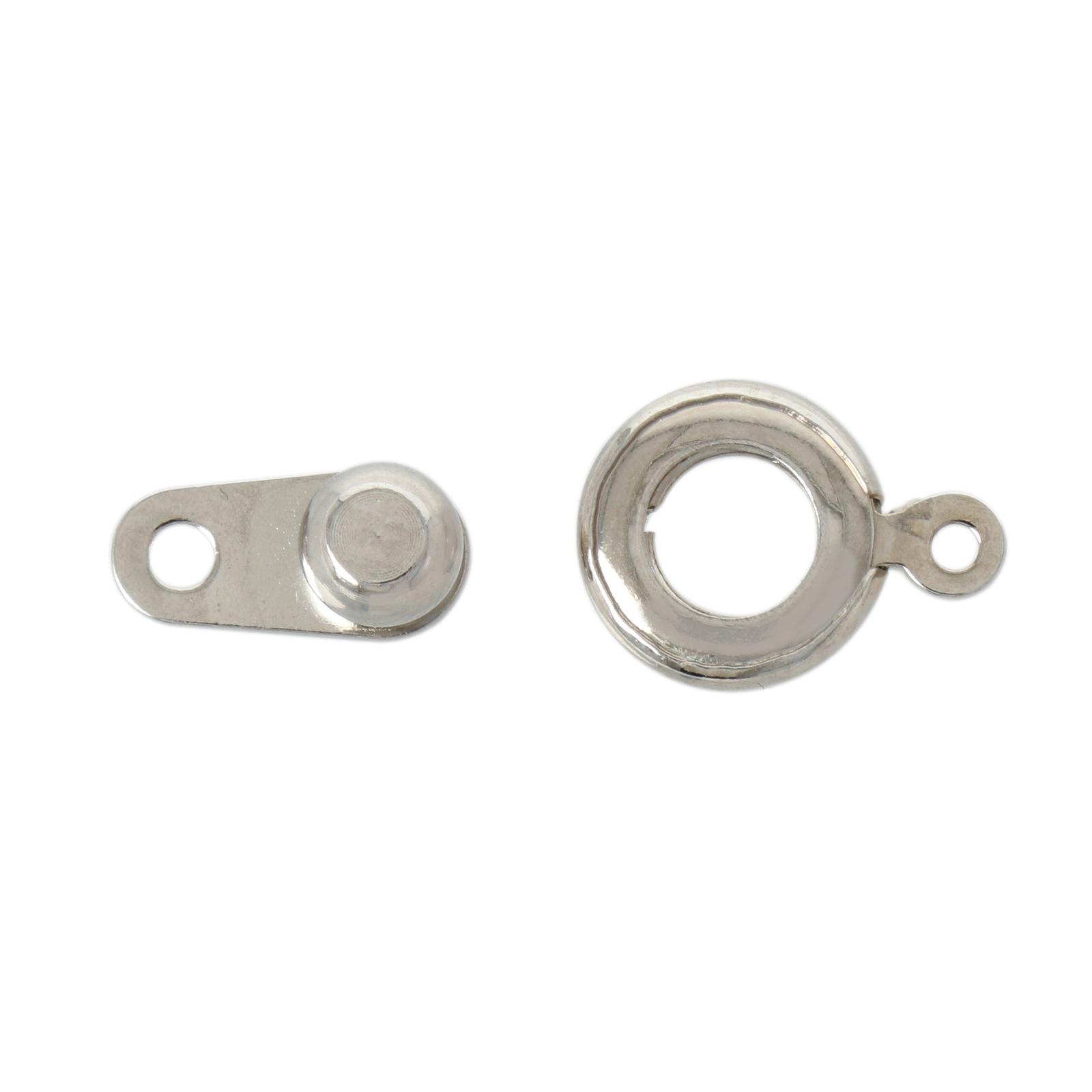 rhodium silver plated ball and socket clasp 8mm | 4pc