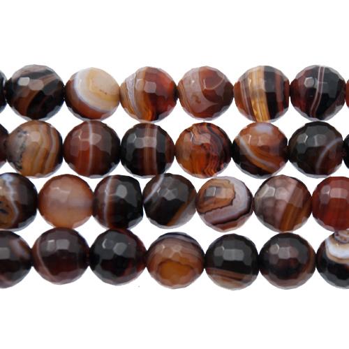 dyed lace agate red faceted round 10mm | 15/16-inch strand