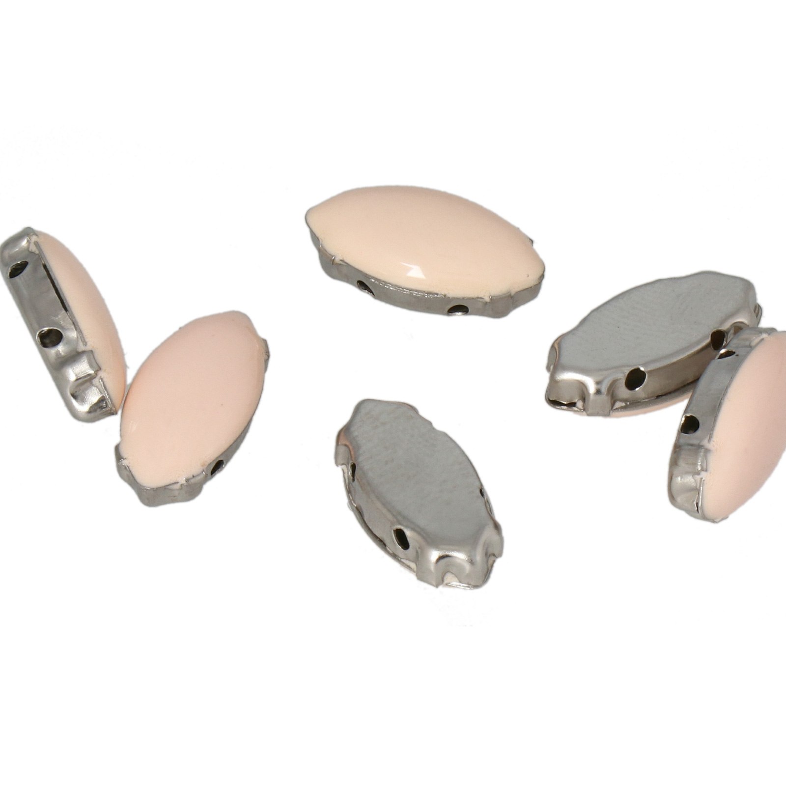 salmon enameled stainless steel sew-on setting navette 15x7mm | 10pc