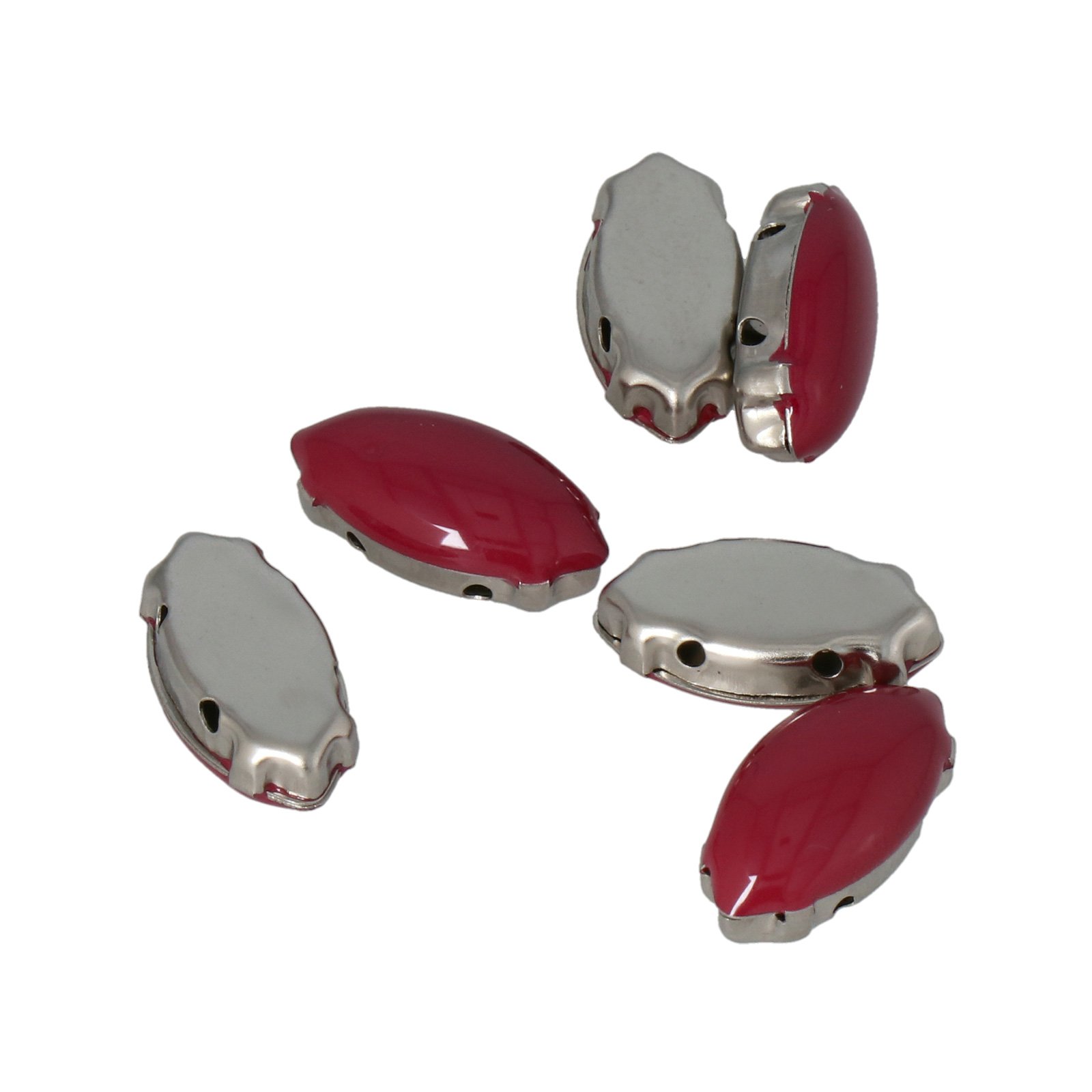 cyclamen enameled stainless steel sew-on setting navette 15x7mm | 10pc
