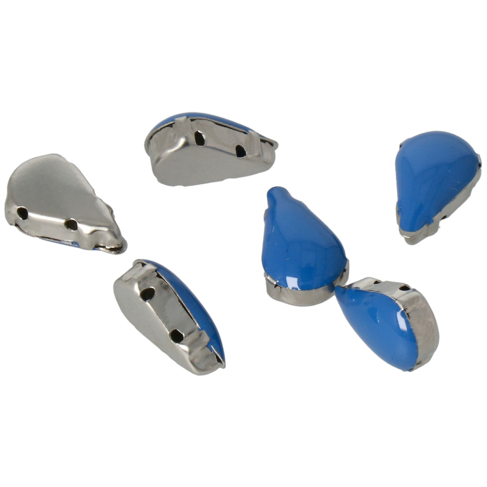 blue enameled stainless steel sew-on setting drop 13x8mm | 10pc