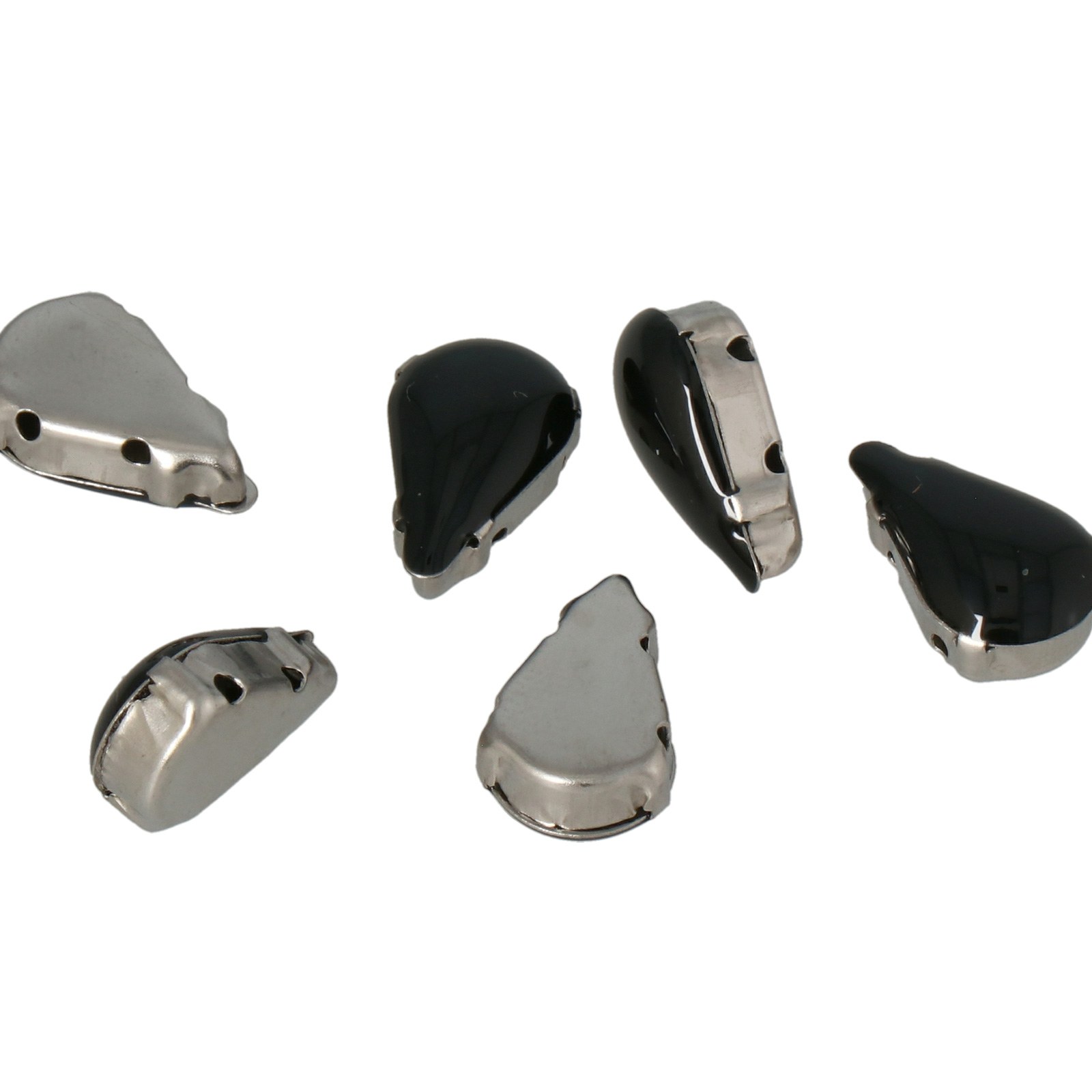 black enameled stainless steel sew-on setting drop 13x8mm | 10pc