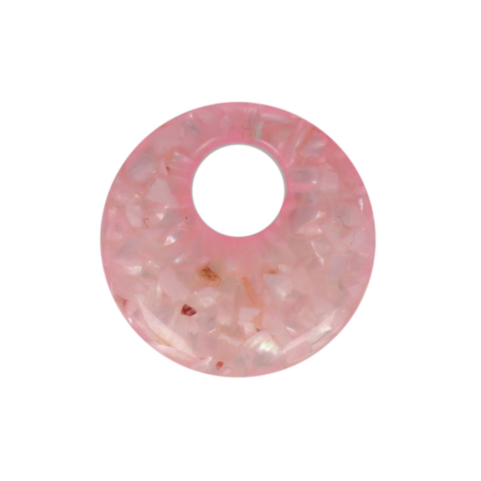perlmutt und harz anhänger donut rosa 20mm | 1st