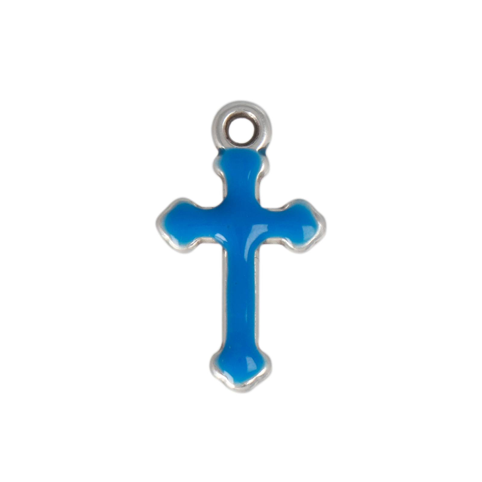 blu enameled cross charm 17x11mm | 2pc