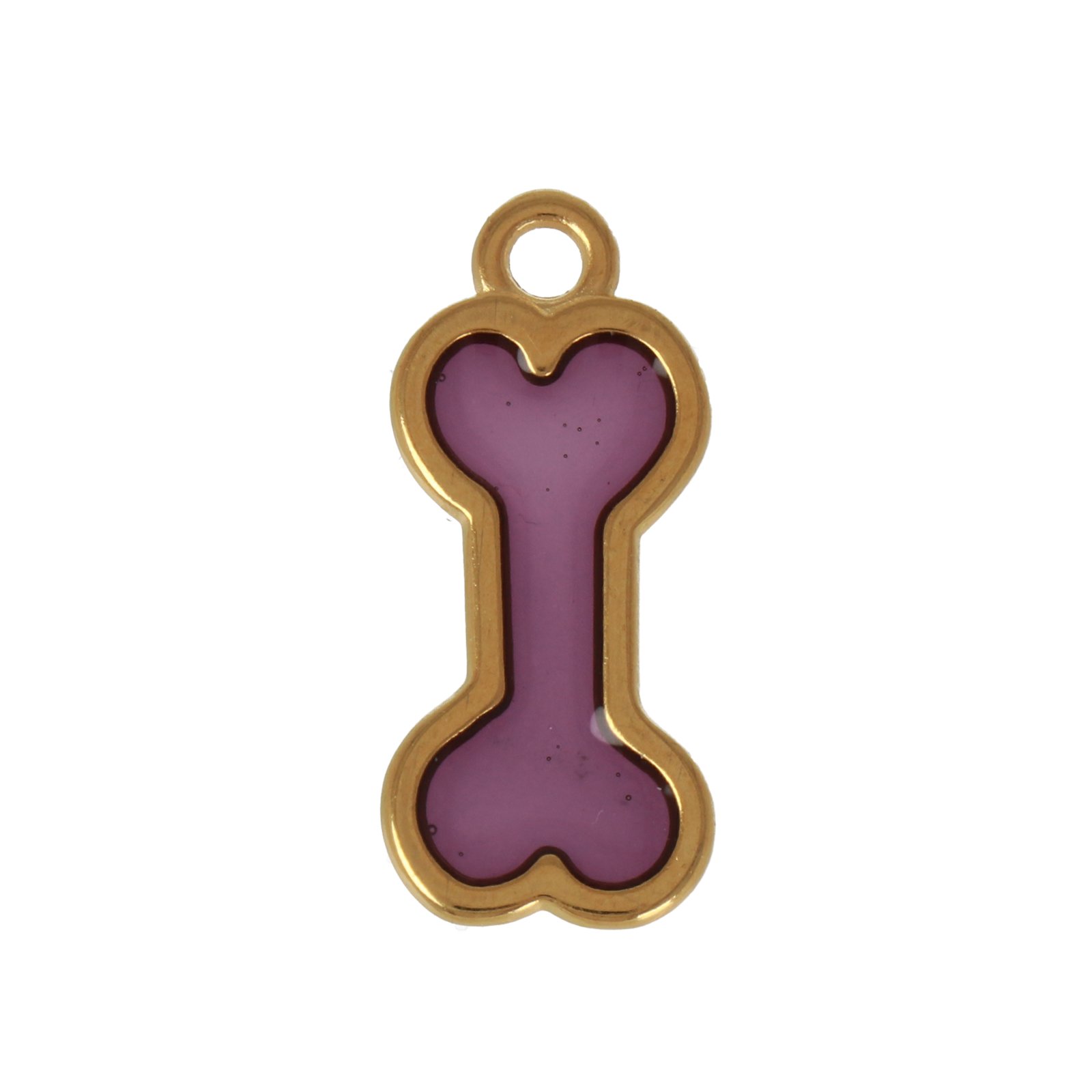 gold plated transparent amethyst enameled bone charm 25x11mm | 1pc