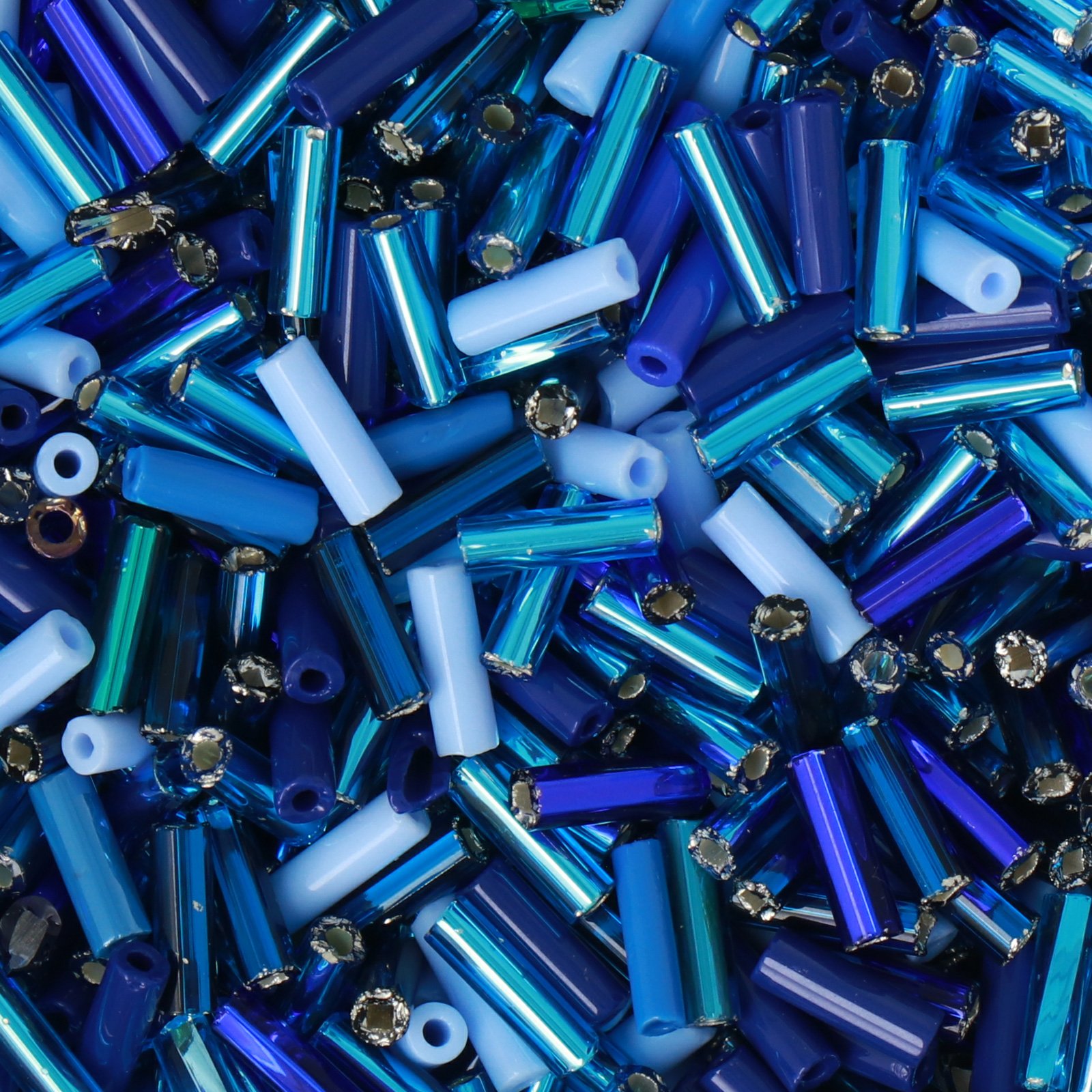 sattperlen preciosa bugle 6mm blue mix | 40gr