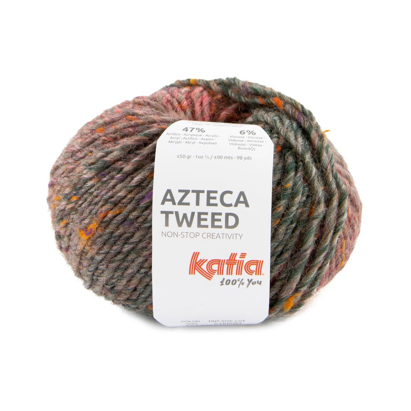 katia azteca tweed - koral/grün/braun (300) (302) - 50gr (90mt) | 1st