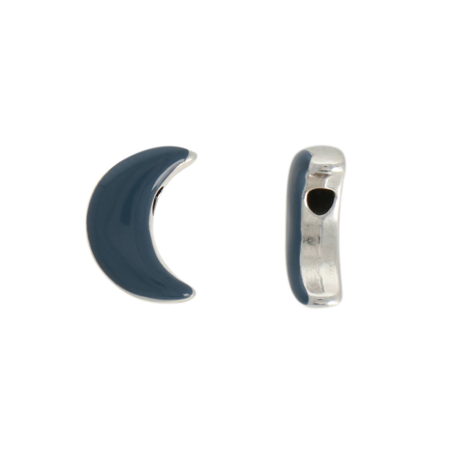 enameled silver plated bead moon 11x8mm | 2pc