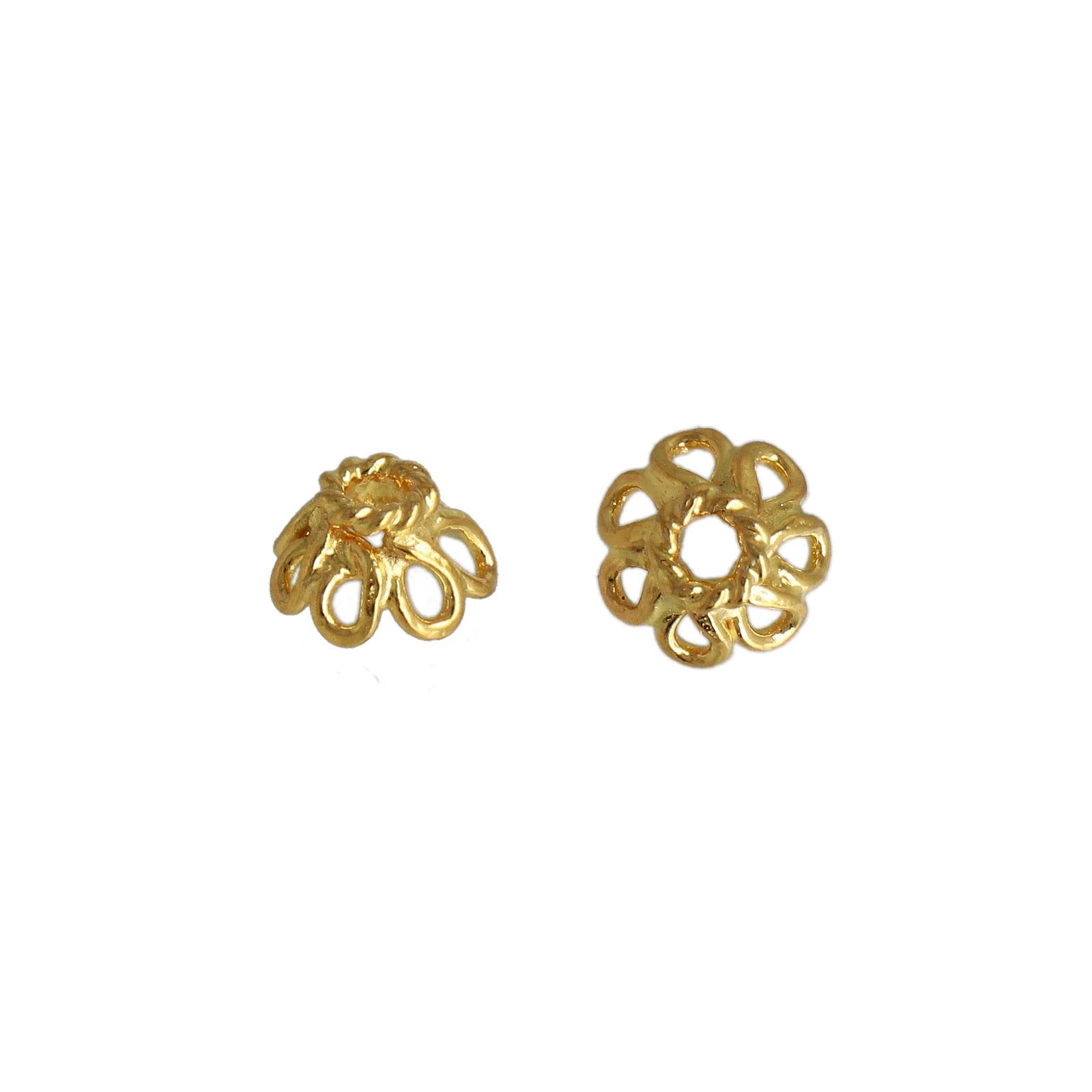 sterling silver gold plated bead cap 7mm | 2pc
