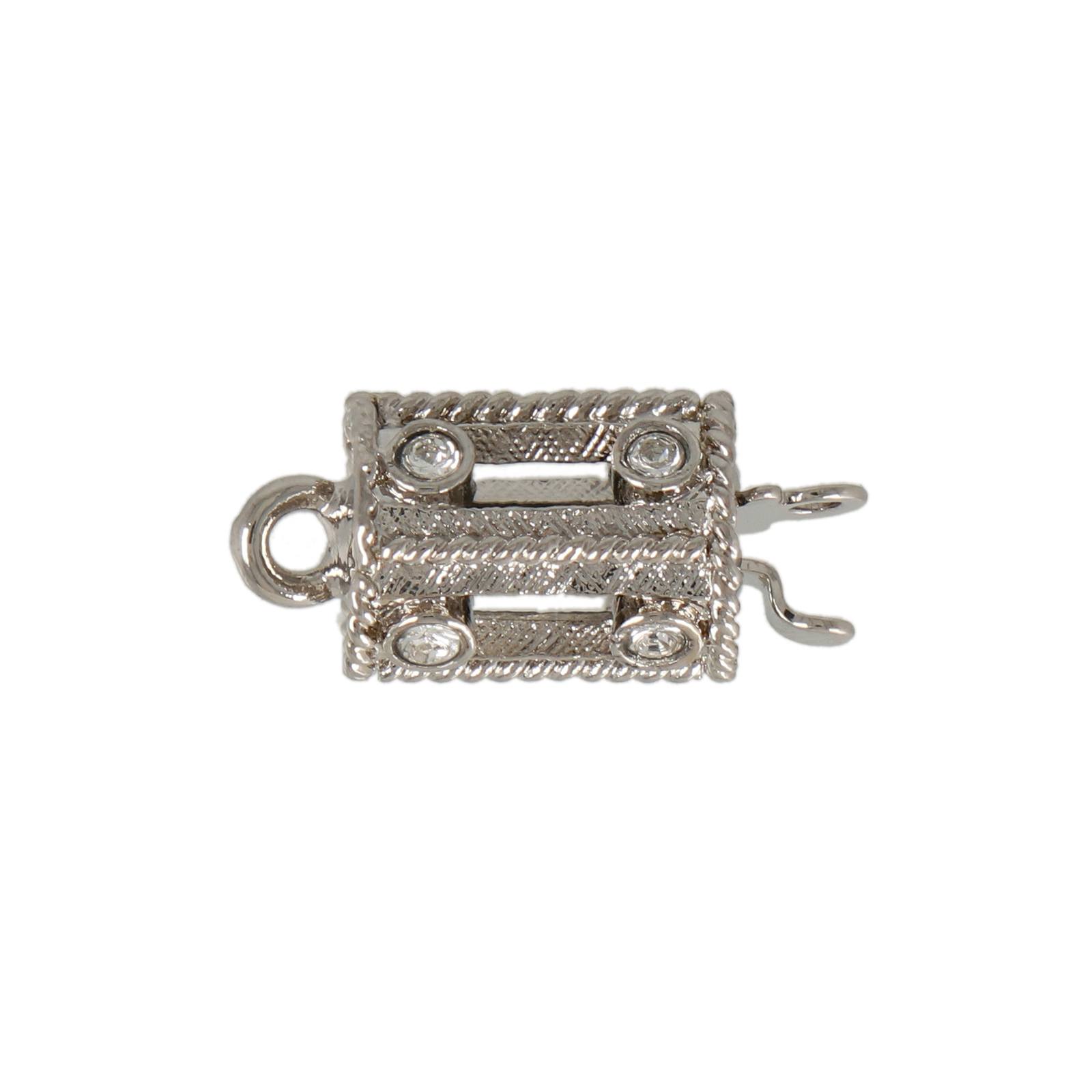 jewel clasp rhodium special plating box clasp with true crystal 10x6mm | 1pc