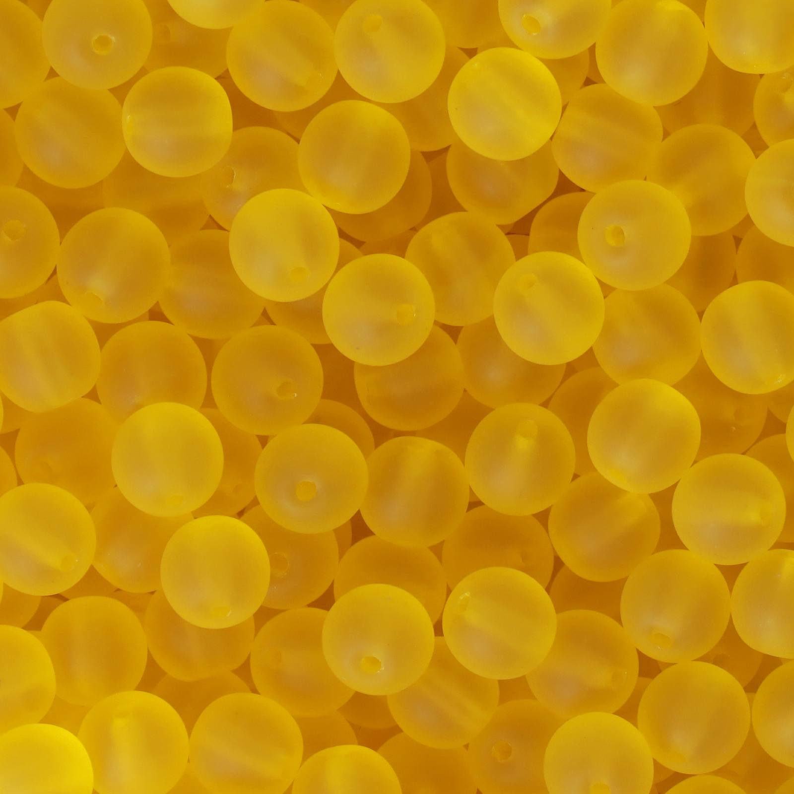 czech glass druk beads - matte transparent yellow round 6mm | 50pc